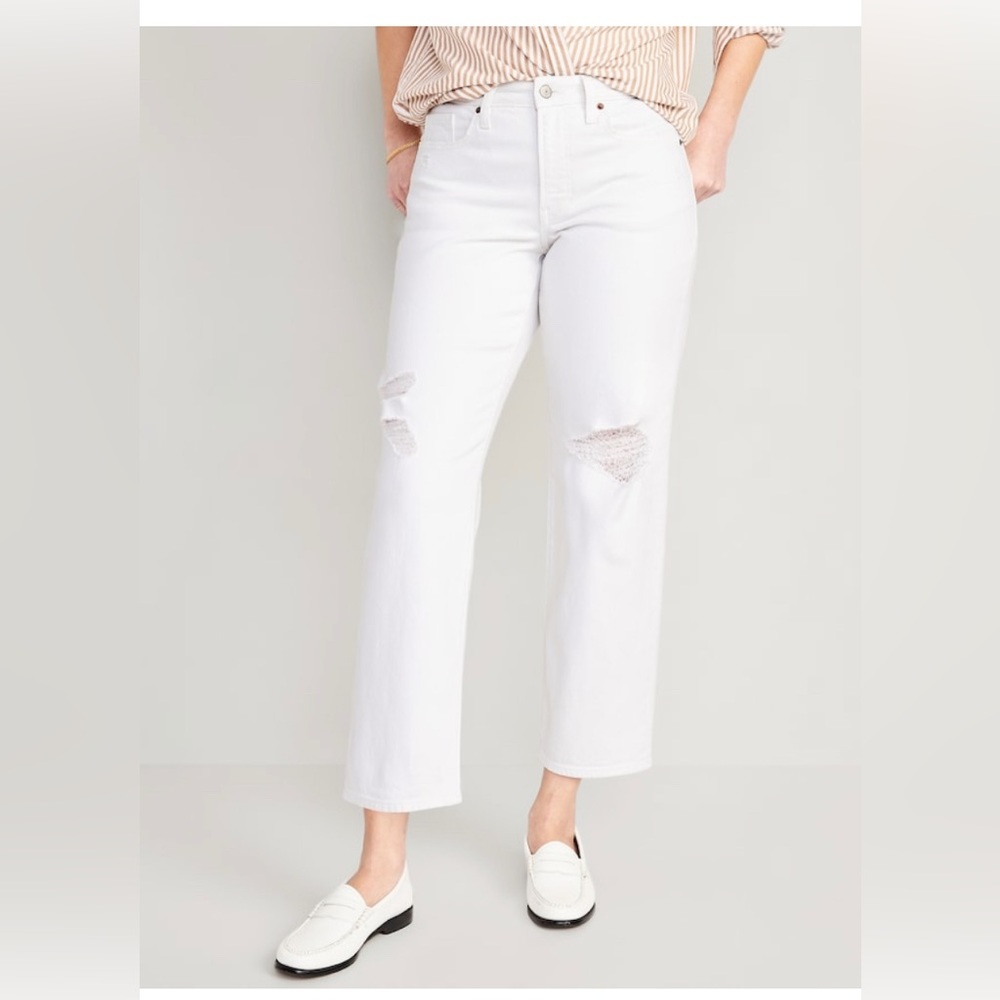 High-Waisted OG Loose Ripped White
Jeans for Women